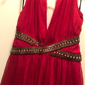 Prom style dress. Red with Gold details